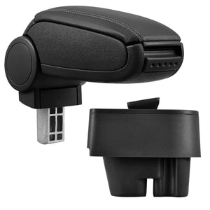 Bracciolo centrale per PEUGEOT 207, 207 SW, 207 CC - con scomparto - imbottito - pelle sintetica - nero con cuciture nere 03_0000607