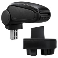 [pro.tec] Bracciolo centrale - Poggiabraccio con vano portaoggetti - imbottito - in similpelle - nero con cucitura