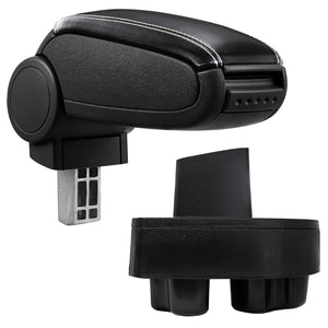 [pro.tec] Bracciolo centrale - Poggiabraccio con vano portaoggetti - imbottito - in similpelle - nero con cucitura