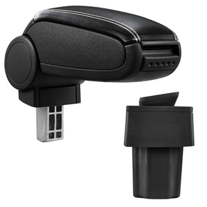 [pro.tec] Bracciolo centrale - Poggiabraccio con vano portaoggetti - imbottito - in similpelle - nero con cucitura