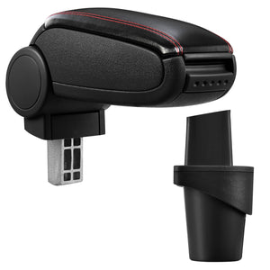 [pro.tec] Bracciolo centrale - Poggiabraccio con vano portaoggetti - imbottito - in similpelle - nero con cucitura rossa