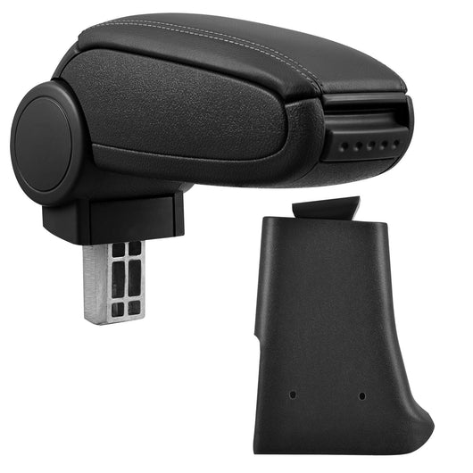 Bracciolo centrale per Golf 3 / Vento con vano imbottito in pelle-sintetico nero con cuciture nere 03_0000472