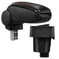 [pro.tec] Bracciolo centrale - Poggiabraccio con vano portaoggetti - imbottito - in similpelle - nero con cucitura rossa