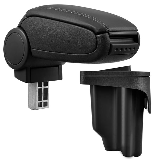 [pro.tec] Bracciolo centrale - Poggiabraccio con vano portaoggetti - imbottito - in similpelle - nero - BMW E46