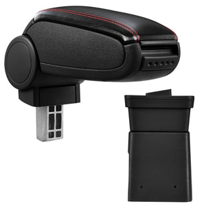 [pro.tec] Bracciolo centrale - Poggiabraccio con vano portaoggetti - imbottito - in similpelle - nero con cucitura rossa