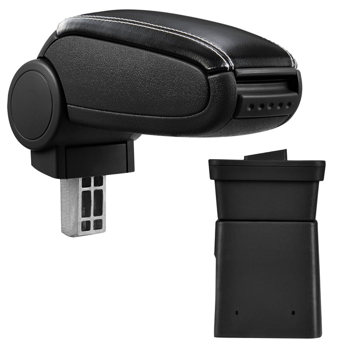 [pro.tec] Bracciolo centrale - Poggiabraccio con vano portaoggetti - imbottito - in similpelle - nero con cucitura