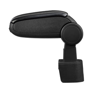 Bracciolo centrale per Nissan Micra con scomparto imbottito in pelle nera-sintetico con cuciture bianche 03_0000527