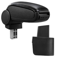 Bracciolo centrale per Nissan Micra con scomparto imbottito in pelle nera-sintetico con cuciture bianche 03_0000527