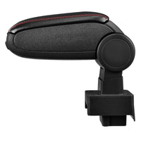 Bracciolo centrale per Audi 80 B3 e B4 / Audi 80 / Audi 90 con scomparto imbottito in pelle sintetica nera con cuciture rosse 03_0000352