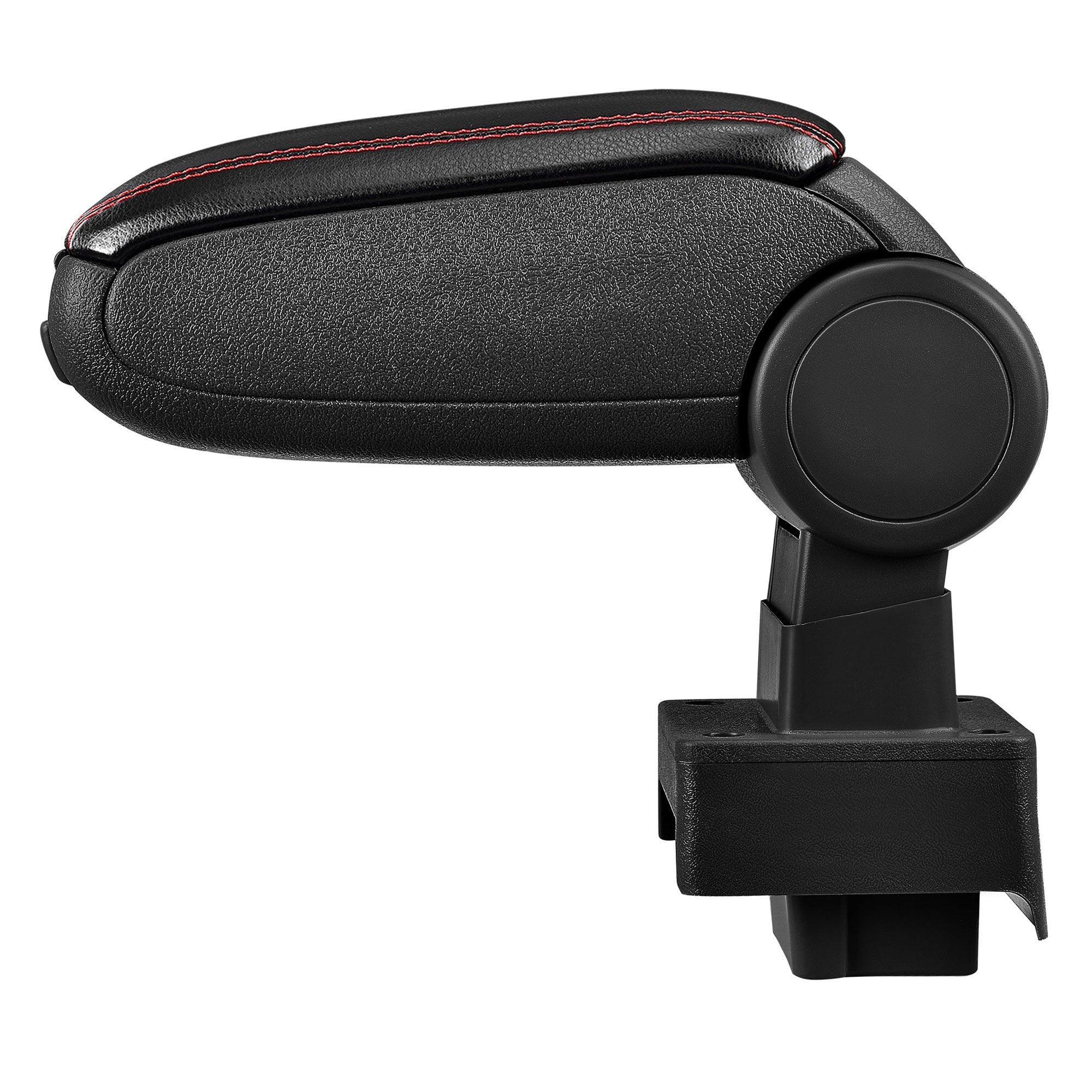 Bracciolo centrale per Audi 80 B3 e B4 / Audi 80 / Audi 90 con scomparto imbottito in pelle sintetica nera con cuciture rosse 03_0000352