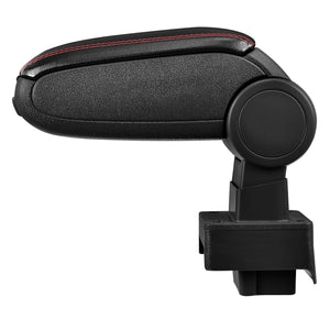 Bracciolo centrale per Audi 80 B3 e B4 / Audi 80 / Audi 90 con scomparto imbottito in pelle sintetica nera con cuciture rosse 03_0000352