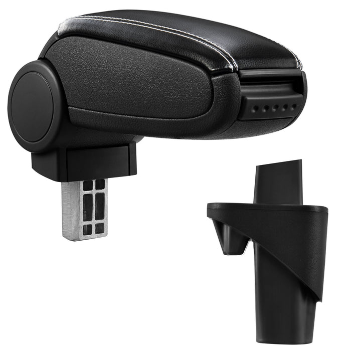 [pro.tec] Bracciolo centrale - Poggiabraccio con vano portaoggetti - imbottito - in similpelle - nero con cucitura