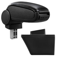 [pro.tec] Bracciolo centrale - Poggiabraccio con vano portaoggetti - imbottito - in similpelle - nero con cucitura