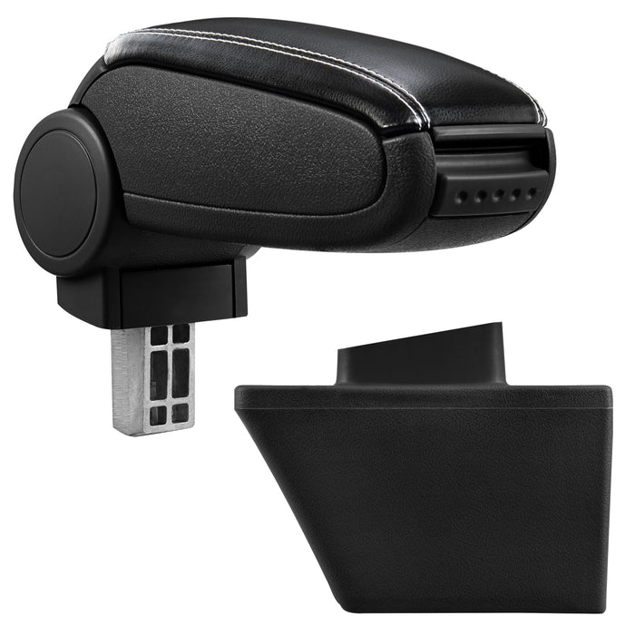 [pro.tec] Bracciolo centrale - Poggiabraccio con vano portaoggetti - imbottito - in similpelle - nero con cucitura