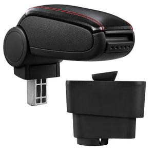 [pro.tec] Bracciolo centrale - Poggiabraccio con vano portaoggetti - imbottito - in similpelle - nero con cucitura rossa