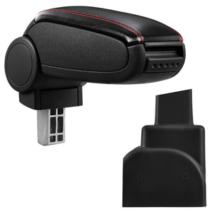 [pro.tec] Bracciolo centrale - Poggiabraccio con vano portaoggetti - imbottito - in similpelle - nero con cucitura rossa