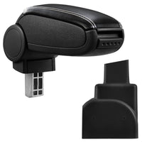 Bracciolo centrale per Opel Zafira A con scomparto imbottito in pelle sintetica nera con cuciture bianche 03_0000599