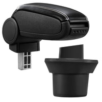 [pro.tec] Bracciolo centrale - Poggiabraccio con vano portaoggetti - imbottito - in similpelle - nero con cucitura