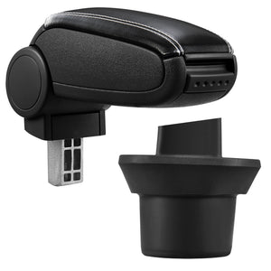 [pro.tec] Bracciolo centrale - Poggiabraccio con vano portaoggetti - imbottito - in similpelle - nero con cucitura