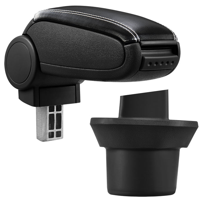 [pro.tec] Bracciolo centrale - Poggiabraccio con vano portaoggetti - imbottito - in similpelle - nero con cucitura