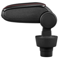 [pro.tec] Bracciolo centrale - Poggiabraccio con vano portaoggetti - imbottito - in similpelle - nero con cucitura rossa