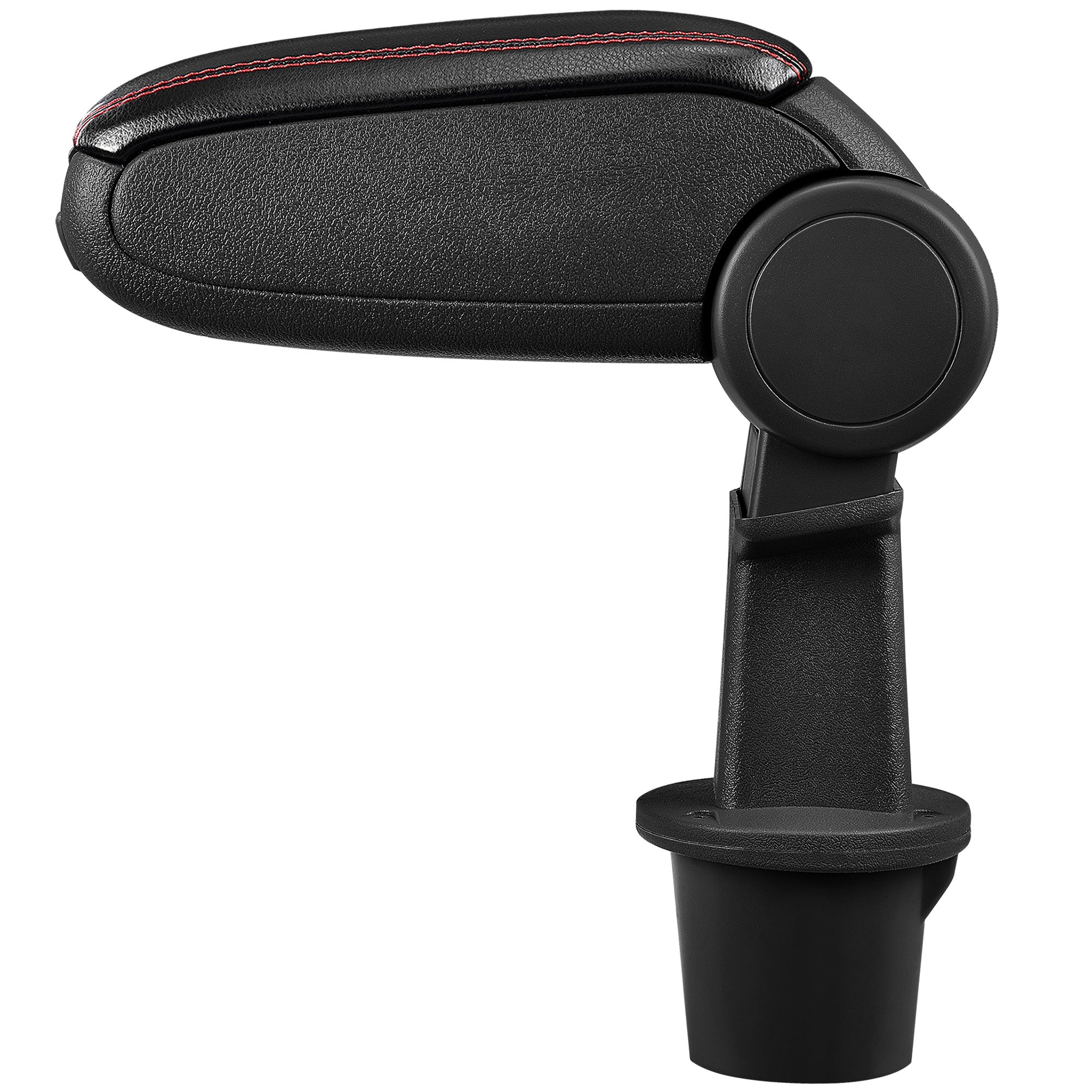 [pro.tec] Bracciolo centrale - Poggiabraccio con vano portaoggetti - imbottito - in similpelle - nero con cucitura rossa