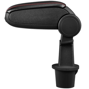 [pro.tec] Bracciolo centrale - Poggiabraccio con vano portaoggetti - imbottito - in similpelle - nero con cucitura rossa