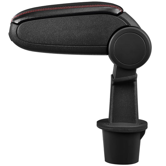 [pro.tec] Bracciolo centrale - Poggiabraccio con vano portaoggetti - imbottito - in similpelle - nero con cucitura rossa