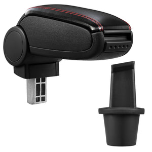 [pro.tec] Bracciolo centrale - Poggiabraccio con vano portaoggetti - imbottito - in similpelle - nero con cucitura rossa