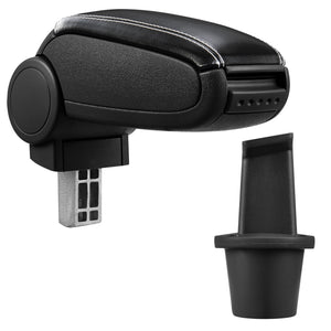 [pro.tec] Bracciolo centrale - Poggiabraccio con vano portaoggetti - imbottito - in similpelle - nero con cucitura