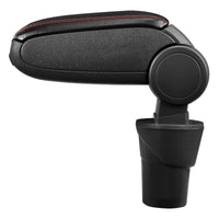 [pro.tec] Bracciolo centrale - Poggiabraccio con vano portaoggetti - imbottito - in similpelle - nero con cucitura rossa