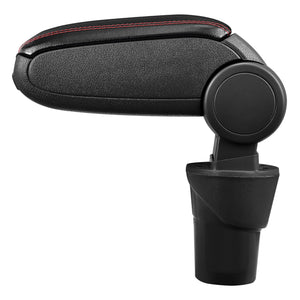 [pro.tec] Bracciolo centrale - Poggiabraccio con vano portaoggetti - imbottito - in similpelle - nero con cucitura rossa