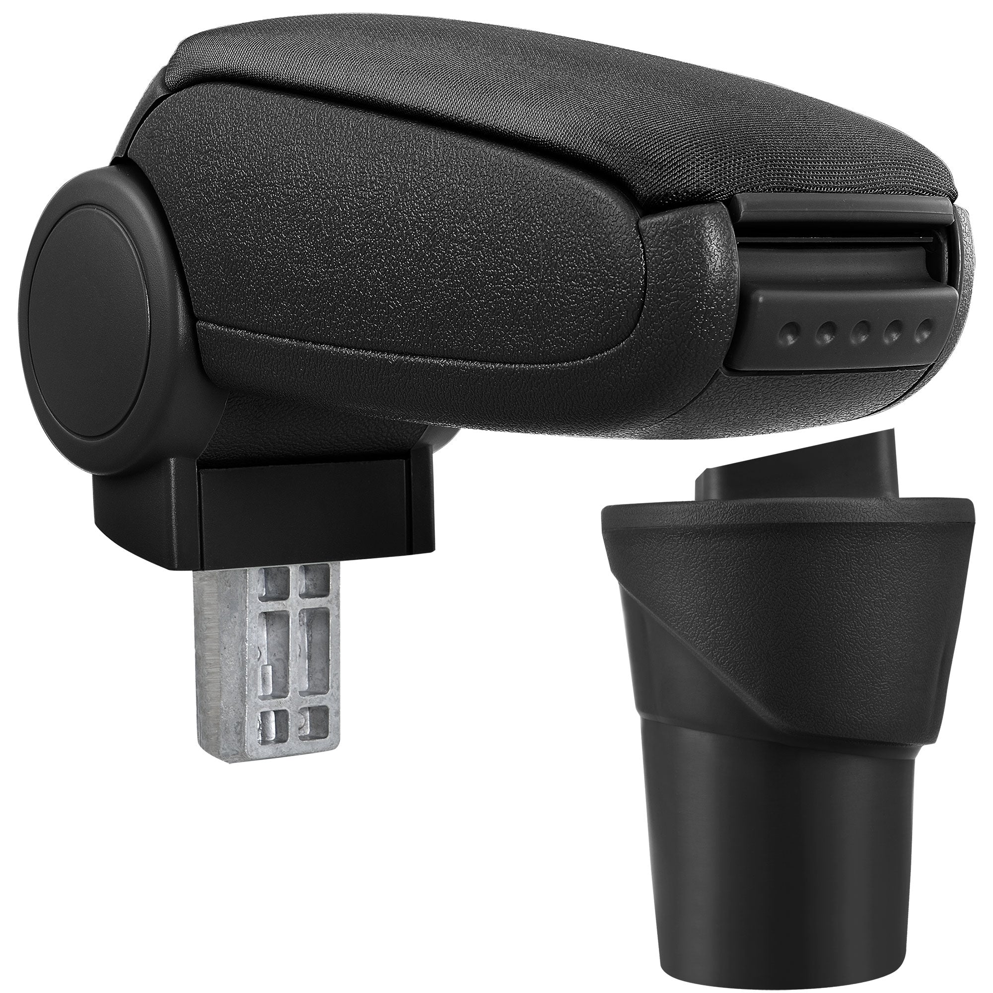 [pro.tec] Bracciolo centrale - Poggiabraccio con vano portaoggetti - imbottito - in tessuto - nero - Nissan Micra K13