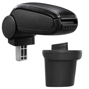 [pro.tec] Bracciolo centrale - Poggiabraccio con vano portaoggetti - imbottito - in similpelle - nero con cucitura