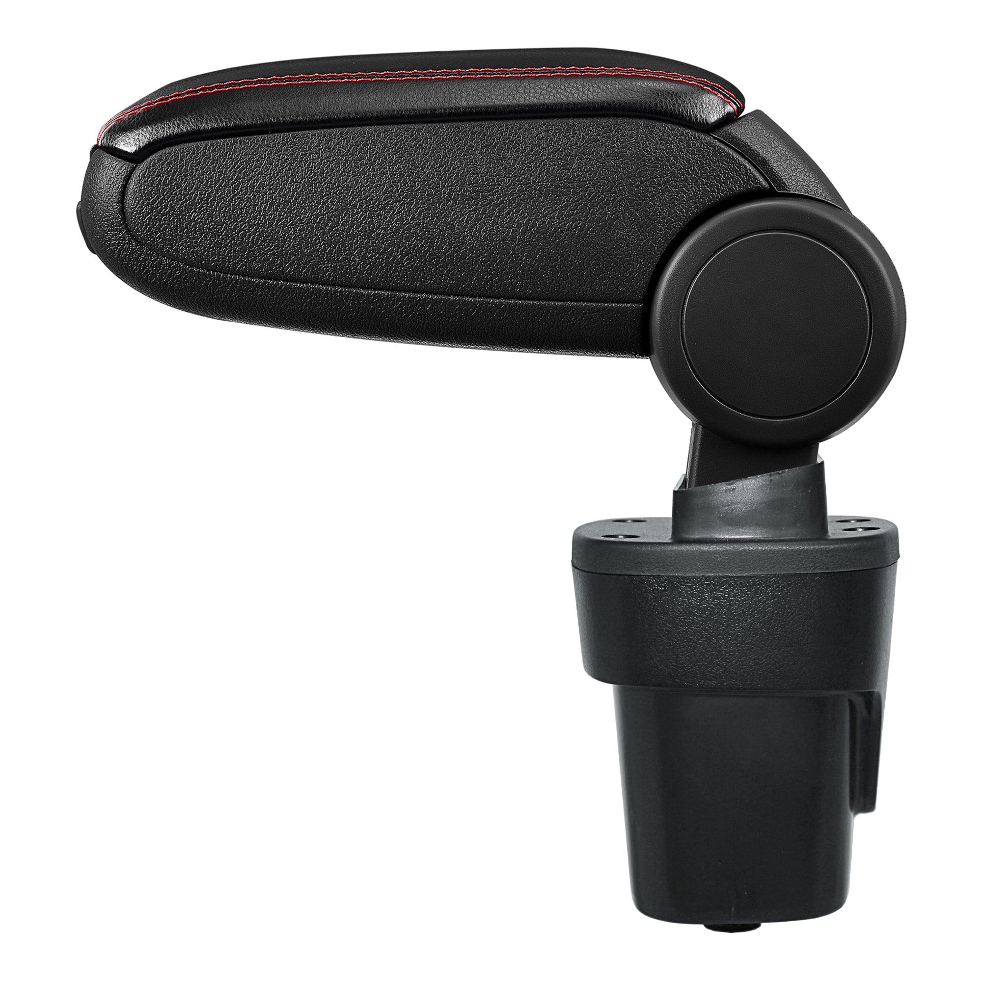 [pro.tec] Bracciolo centrale - Poggiabraccio con vano portaoggetti - imbottito - in similpelle - nero con cucitura rossa