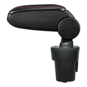 [pro.tec] Bracciolo centrale - Poggiabraccio con vano portaoggetti - imbottito - in similpelle - nero con cucitura rossa