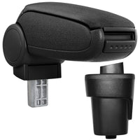 [pro.tec] Bracciolo centrale - Poggiabraccio con vano portaoggetti - imbottito - in tessuto - nero - Opel Karl