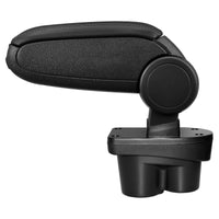 Bracciolo centrale per Opel Corsa E con scomparto imbottito in pelle nera-sintetico con cuciture nere 03_0000582