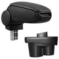 Poggiabraccio con vano portaoggetti per Opel Corsa E - Similpelle - nero [pro.tec]