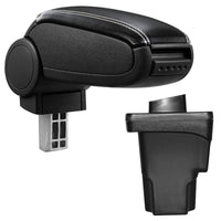 [pro.tec] Bracciolo centrale - Poggiabraccio con vano portaoggetti - imbottito - in similpelle - nero con cucitura