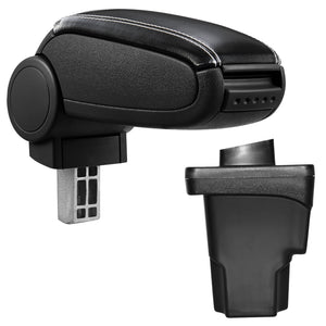 [pro.tec] Bracciolo centrale - Poggiabraccio con vano portaoggetti - imbottito - in similpelle - nero con cucitura