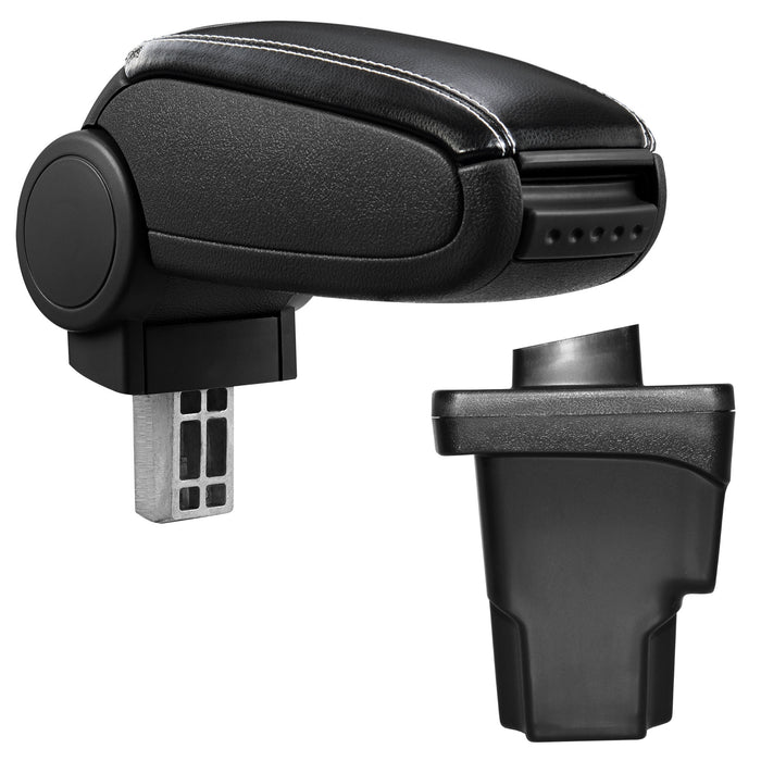 [pro.tec] Bracciolo centrale - Poggiabraccio con vano portaoggetti - imbottito - in similpelle - nero con cucitura