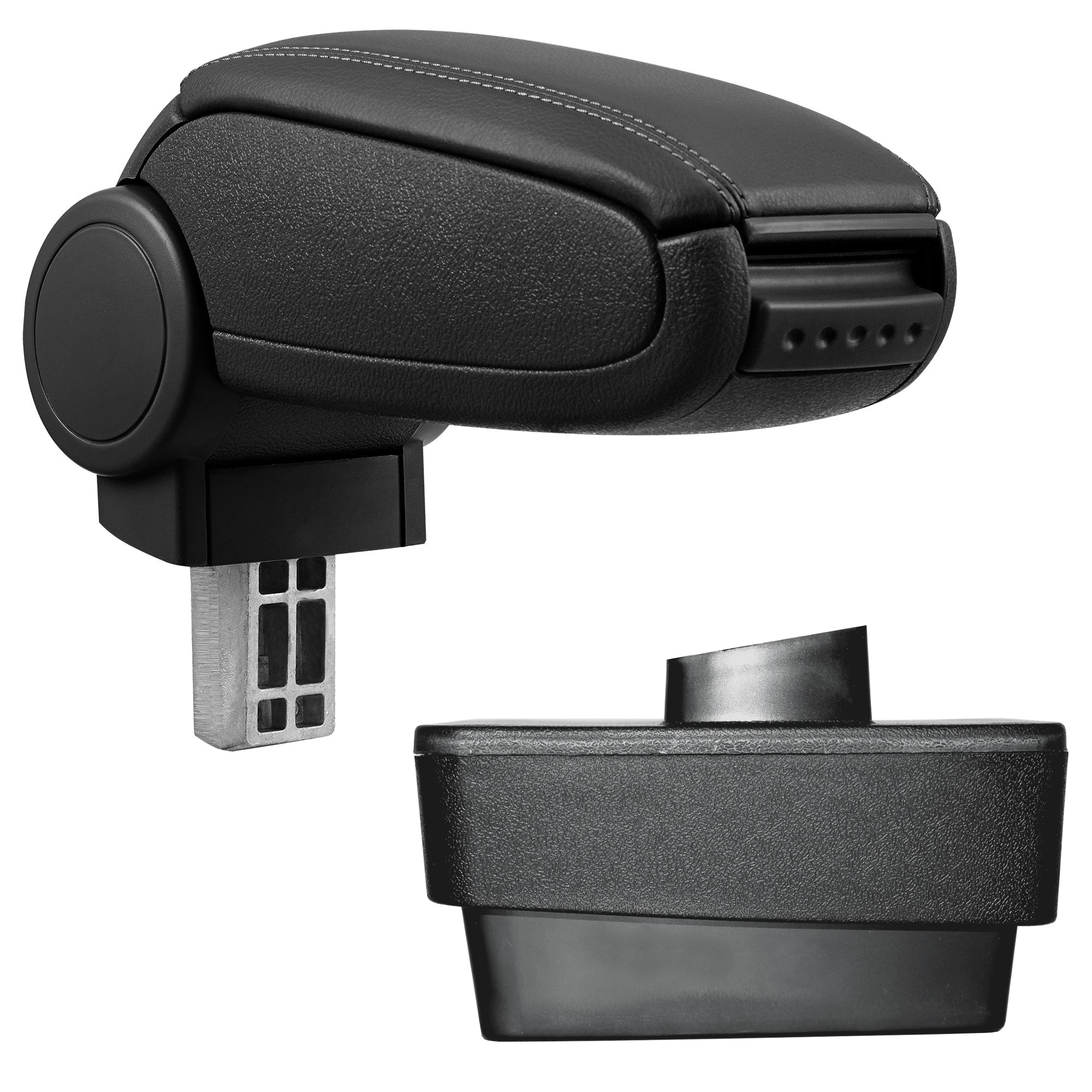 [pro.tec] Bracciolo centrale - Poggiabraccio con vano portaoggetti - imbottito - in similpelle - nero - Škoda Fabia III