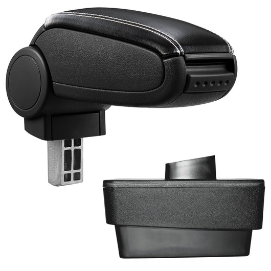 [pro.tec] Bracciolo centrale - Poggiabraccio con vano portaoggetti - imbottito - in similpelle - nero con cucitura