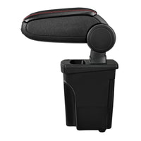 [pro.tec] Bracciolo centrale - Poggiabraccio con vano portaoggetti - imbottito - in similpelle - nero con cucitura rossa