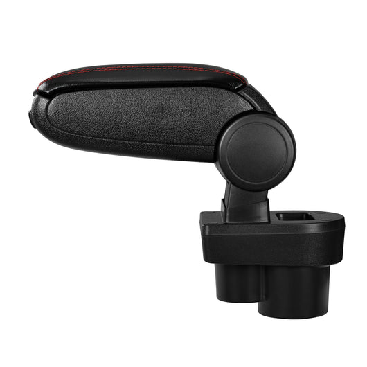 [pro.tec] Bracciolo centrale - Poggiabraccio con vano portaoggetti - imbottito - in similpelle - nero con cucitura rossa