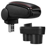 [pro.tec] Bracciolo centrale - Poggiabraccio con vano portaoggetti - imbottito - in similpelle - nero con cucitura rossa