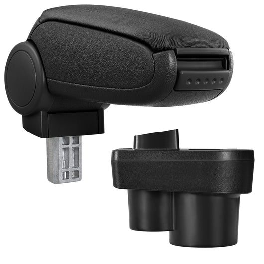 [pro.tec] Bracciolo centrale - Poggiabraccio con vano portaoggetti - imbottito - in tessuto - nero - Škoda Rapid