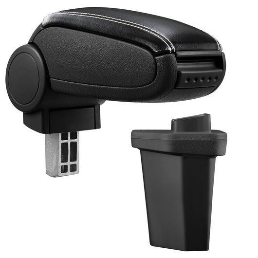 [pro.tec] Bracciolo centrale - Poggiabraccio con vano portaoggetti - imbottito - in similpelle - nero con cucitura