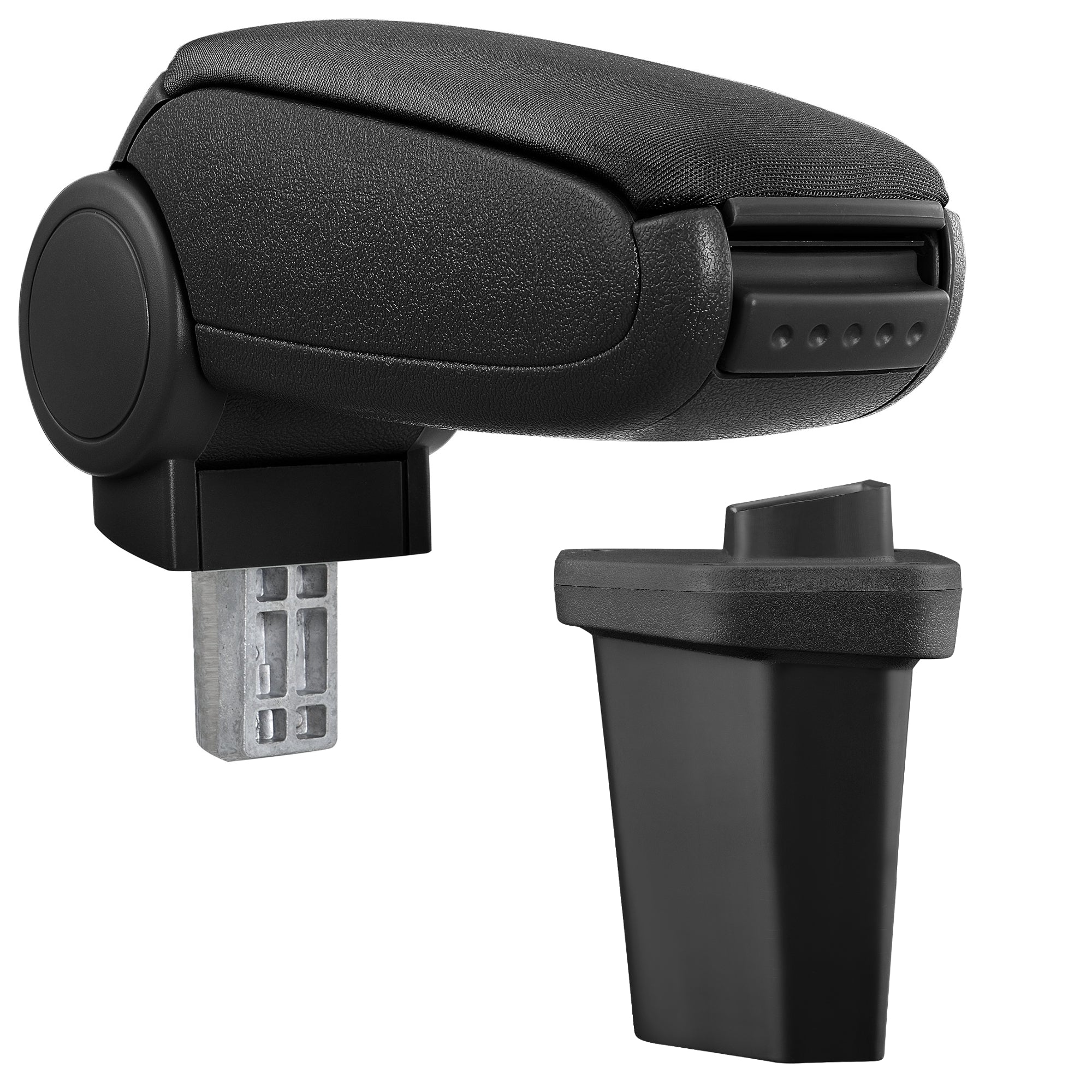 [pro.tec] Bracciolo centrale - Poggiabraccio con vano portaoggetti - imbottito - in tessuto - nero - Hyundai i20